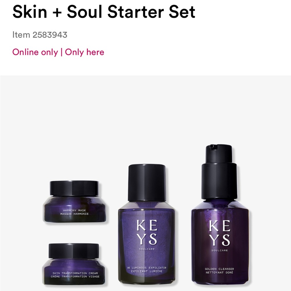 New In Box Keys Soulcare Skin + Soul Starter Set